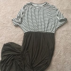 Olive Green Maxi Dress with Pockets